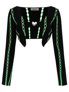 Ambush Contrast-Trim Cropped Knitted Cardigan