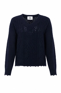 Alpha Studio Textured V-Neck Knitted Sweater