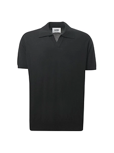 Alpha Studio V-Neck Knit Polo Shirt