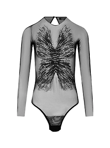 Amen Embellished Long-Sleeved Cut-Out Bodysuit