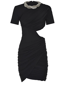 Amen Ruched Cut-Out Jewel Dress