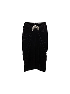 Amen Moon Embellished Velvet Midi Skirt