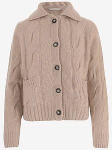 Allude Cable Knit Button Cardigan