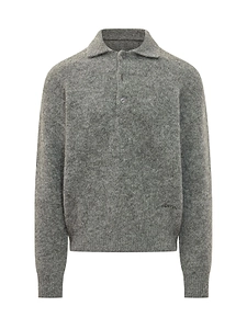 Ami Paris Logo Embroidered Long-Sleeved Polo Shirt