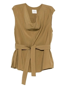 Alysi Belted Draped-Neck Top