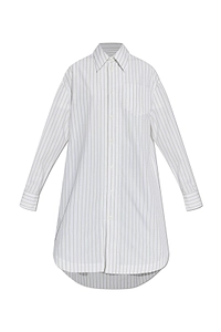 Ami Paris Striped Curved Hem Shirt Dress