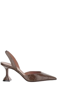 Amina Muaddi Holli Pointed-Toe Slingback Pumps