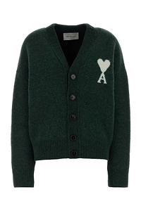 Ami Ami De Coeur Logo Intarsia Button-Up Cardigan