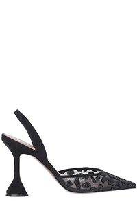 Amina Muaddi Holli Mesh Slingback Heeled Pumps