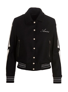 Amiri Logo Embroidered Buttoned Bomber Jacket