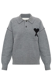 Ami Ami De Coeur Logo Intarsia-Knit Jumper