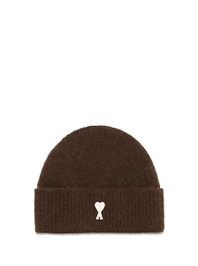 Ami Paris Logo Embroidered Knitted Beanie