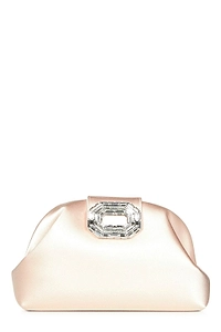 Amina Muaddi Satin Embellished Clutch Bag