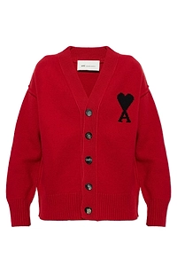 Ami Heart Logo Buttoned Cardigan