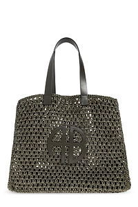 Anine Bing Logo Patch Interwovened Top Handle Bag