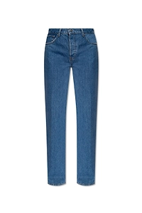 Anine Bing Logo-Patch Wide-Leg Denim Jeans