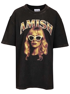 Amish Long Hair Print Oversized T-Shirt