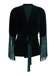 Antonelli Fringed Velvet Cardigan