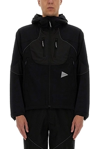 And Wander Logo Printed Hooded Jacket