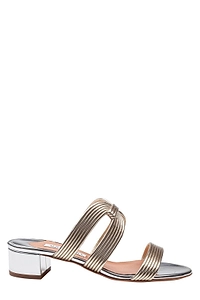 Aquazzura Metallic Effect Open Toe Mules