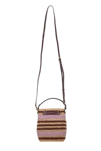 Anya Hindmarch Woven-Stripe Logo Plaque Bucket Bag