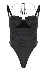 Anna October Structured Satin Bodysuit Top