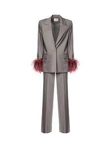 Archivio Feather-Trim Single-Breasted Suit