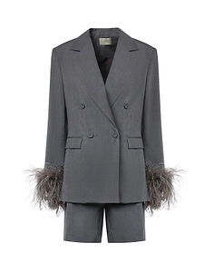 Archivio Riviera Feather-Trim Shorts Suit