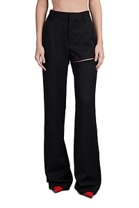 Area Asymmetric Slit Mid-Rise Trousers