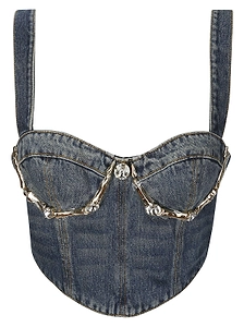 Area Claw Cup Embellished Cropped Bustier Top