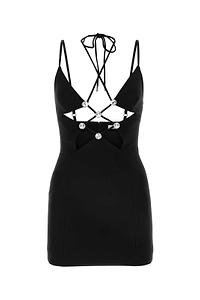 Area Star-Embellished Cut-Out Mini Dress