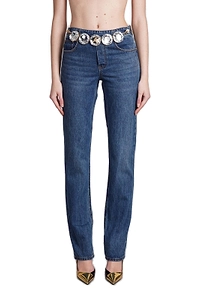 Area Jumbo Embellished Straight-Leg Jeans