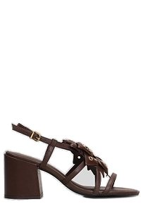 Arezzo Block Heel Floral Strap Sandals