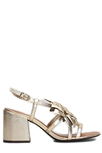 Arezzo Block Heel Flower Strap Sandals