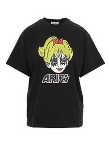 Aries Logo Printed Crewneck T-Shirt