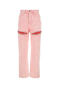 Area Embellished High-Waist Straight-Leg Jeans