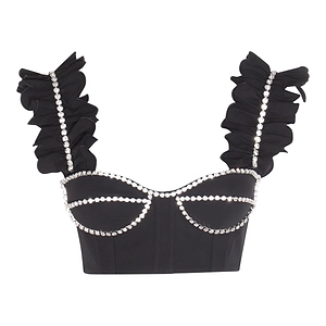 Area Embellished Sleeveless Cropped Top