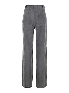 Arma High-Waist Suede Straight-Leg Pants