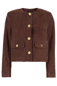 Lorenne Suede Button-Front Jacket