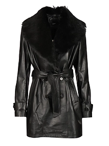 Manon Double-Breasted Leather Coat