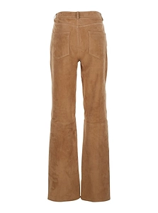 Michela Suede Straight-Leg Pants