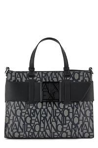 Armani Exchange All-Over Logo Printed Top Handle Tote Bag