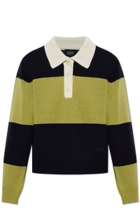 A.P.C. Louise Striped Knitted Polo Top