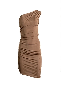 Atlein Ruched One-Shoulder Mini Dress