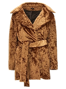 Atlein Textured Velvet Belted Coat