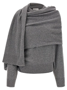 Alida Draped Scarf-Detail Sweater