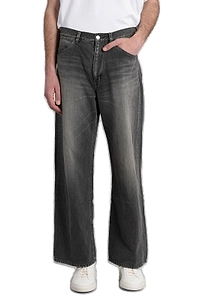Attachment Faded Effect Wide Leg Jeans