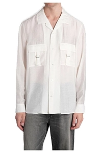 Attachment Buckle-Detailed Semi-Sheer Shirt