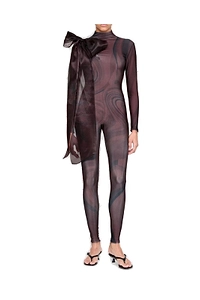 Atu Body Couture Bow Detailed Long-Sleeved Catsuit