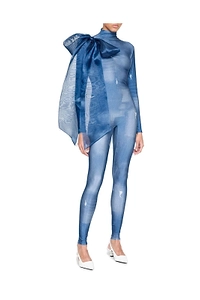 Atu Body Couture Bow Detailed Long-Sleeved Catsuit
